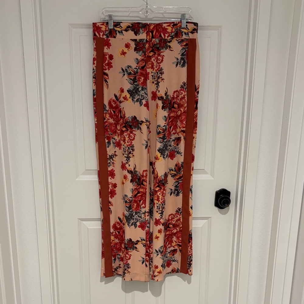 Boom Boom Jeans Red and peach Floral Pants